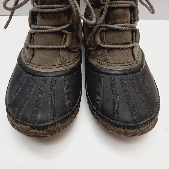 SOREL Out 'N About Waterproof Duck Rain Ankle Boot Bootie Leather Taupe Sz 9 - Picture 6 of 16